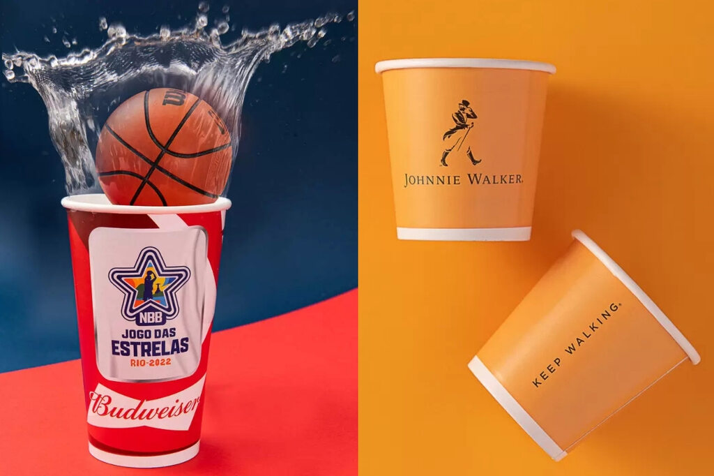 Copo para eventos personalizado de papel para ação promocional de marcas de bebida