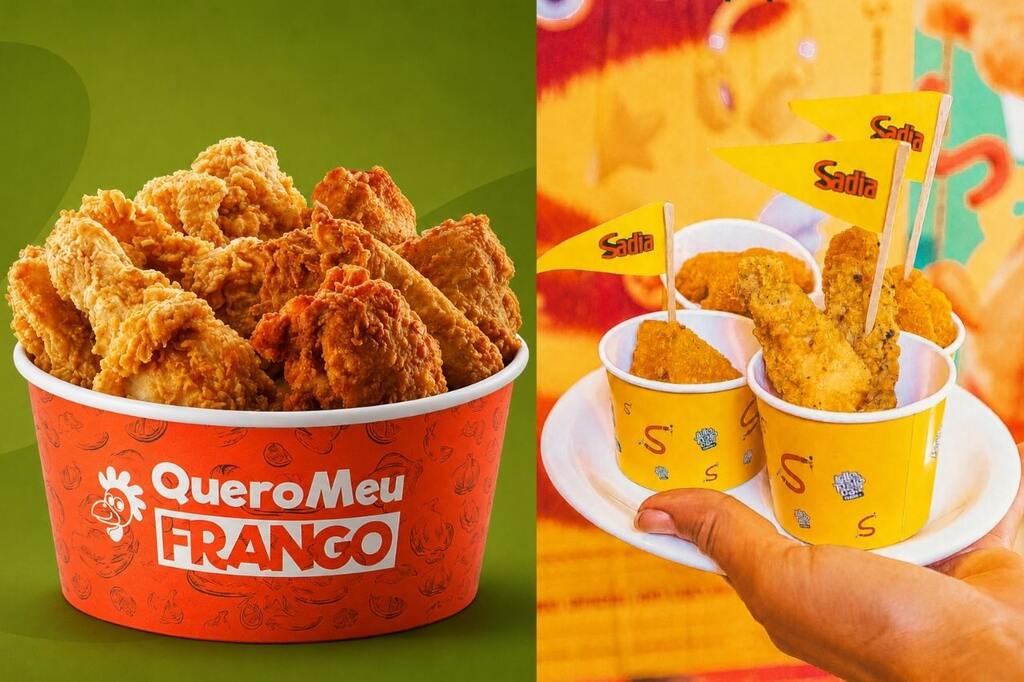 Embalagens para petiscos personalizadas de papel de diferentes tamanhos com frango frito